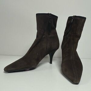 Prada Dark Brown Heeled Ankle Boots